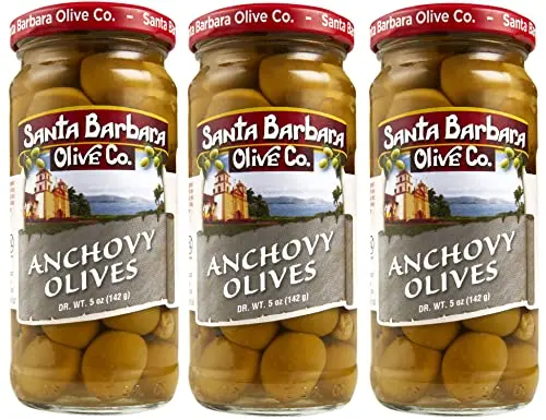 Santa Barbara Green Olives Pitted and Anchovy Stuffed
