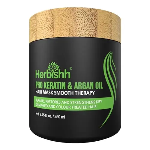 Herbishh Argan Hair Mask in a jar with wooden lid