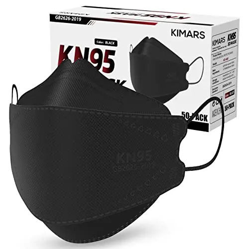 KIMARS black KN95 disposable face masks in a 50-pack