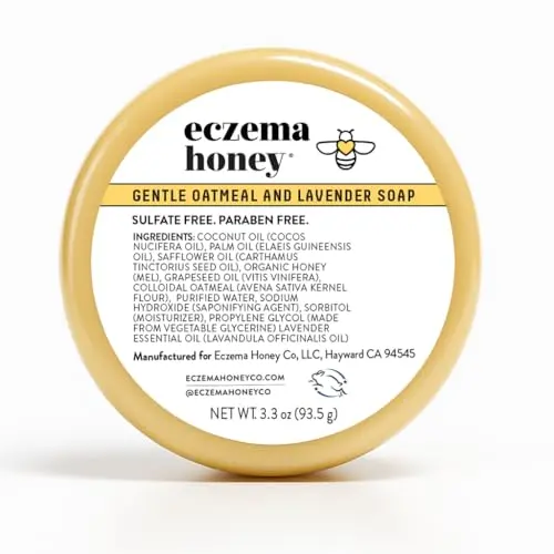 ECZEMA HONEY Gentle Oatmeal and Lavender Soap bar with a natural, textured surface.