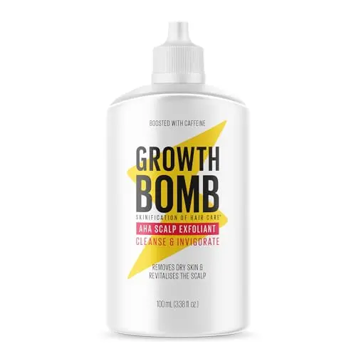 Growth Bomb AHA Scalp Exfoliant serum bottle for chemical exfoliation