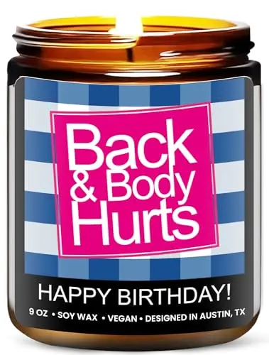 ROSA VILA blue humorous birthday candle with wood wick and lavender sage scent