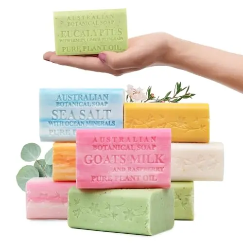 Australian Botanical Soap variety pack of eight large, colorful triple-milled soap bars