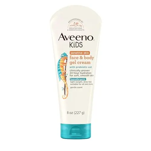 Aveeno Baby Sensitive Skin Face and Body Gel Cream bottle with pump