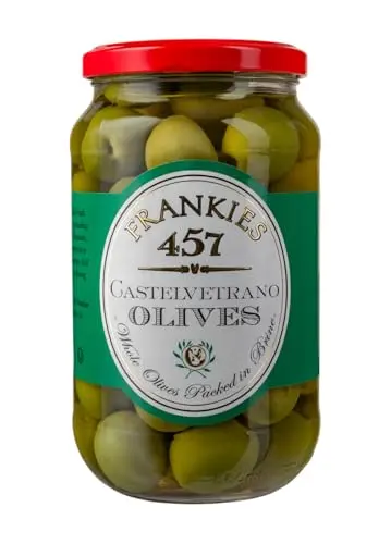 Frankies 457 Whole Castelvetrano Olives in a glass jar