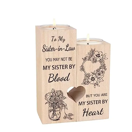 Huixi pine wood candlestick with engraved poem for sister-in-law