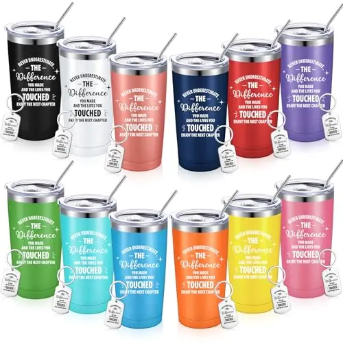 Sieral 12 sets of 20 oz stainless steel vacuum insulated tumblers with keychains