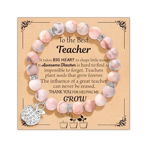 U-Zomir natural agate stone apple bracelet for teachers with gift card
