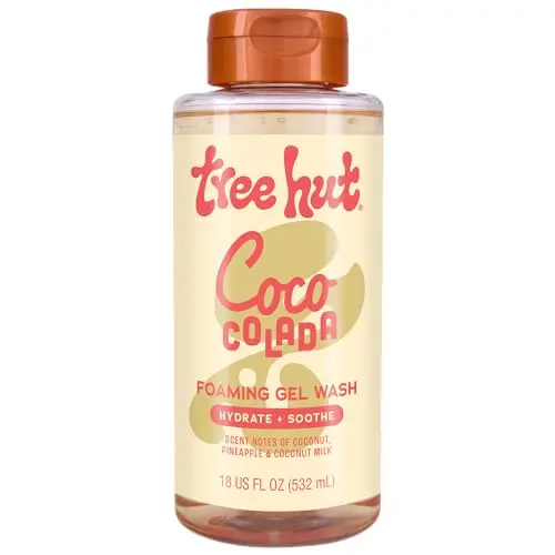 Tree Hut Coco Colada body wash bottle with tropical design