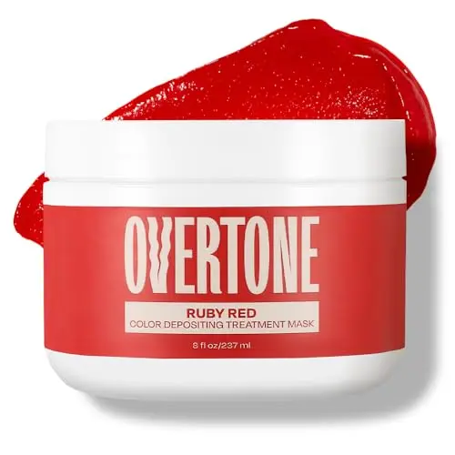 Overtone Ruby Red semi-permanent hair color conditioner jar