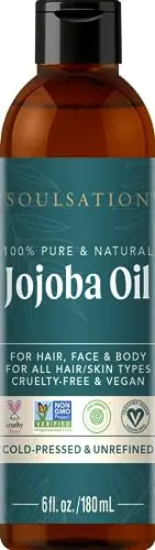 Soulsation 6oz bottle of Non-GMO, EWG Verified jojoba oil
