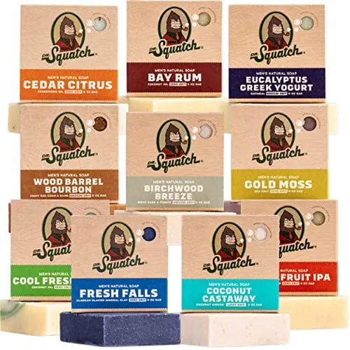 DR. SQUATCH Natural Mens Bar Soap 10-Pack Variety Box
