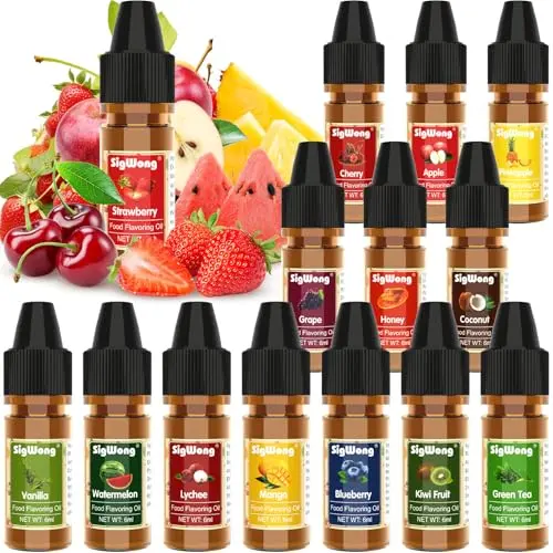Set of 14 bottles of food flavoring oil for baking and lip balm making