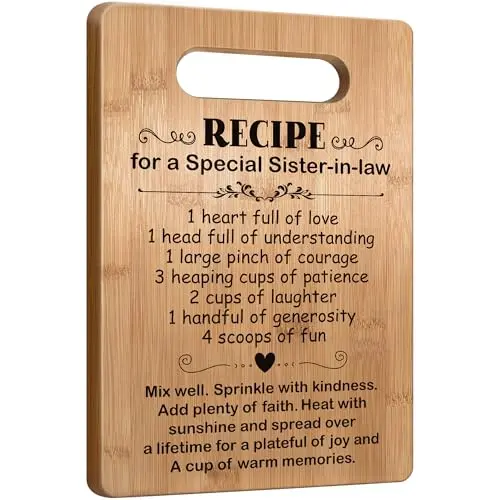 Busy Gaming Life bamboo cutting board with engraved message for sister-in-law