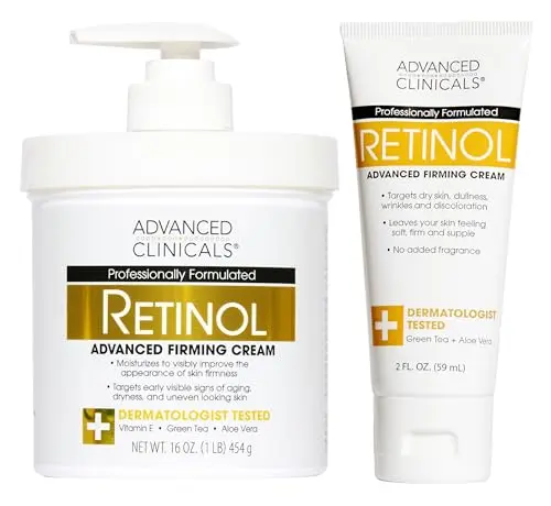 Advanced Clinicals Retinol Body Lotion jar with travel size