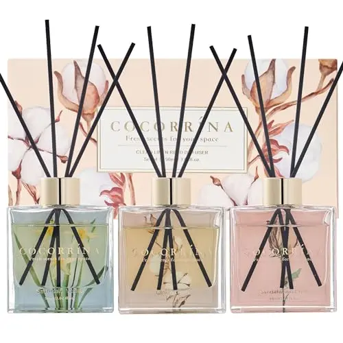 COCORRINA set of three small glass reed diffusers in a gift box