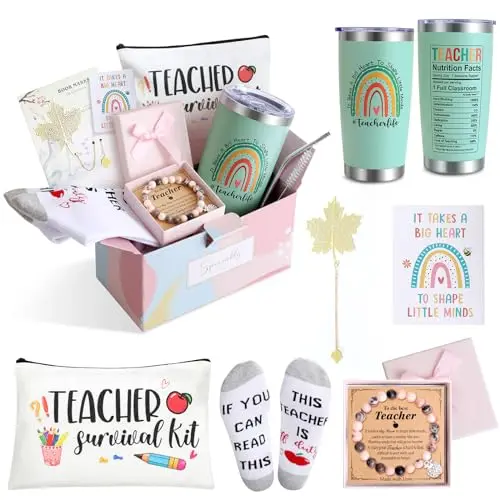 NaiCeay 20 oz insulated tumbler gift set with socks, bracelet, and pouch in a gift box