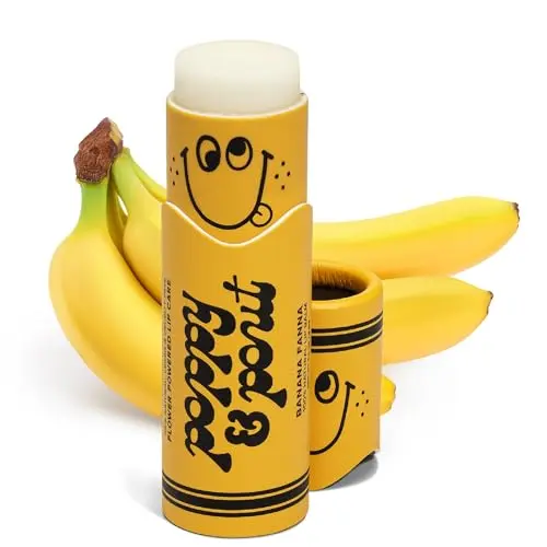 Poppy & Pout jumbo lip balm in recyclable cardboard tube with banana flavor