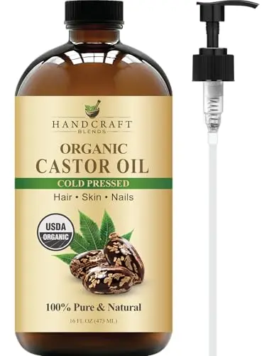 Handcraft Blends Cold-Pressed Organic Castor Oil in glass bottle
