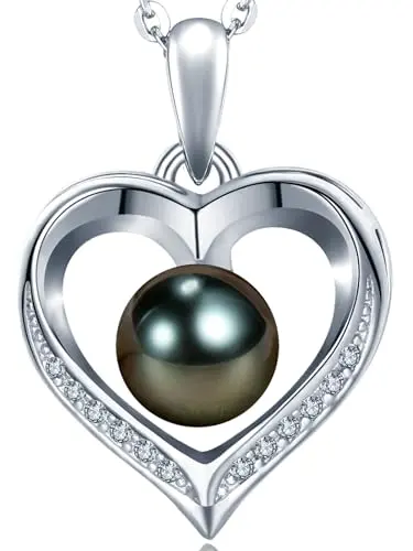 NONNYL Tahitian black pearl necklace in sterling silver for grandma
