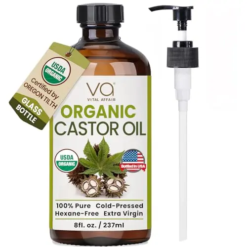 VITAL AFFAIR Organic Castor Oil in glass bottle with pump