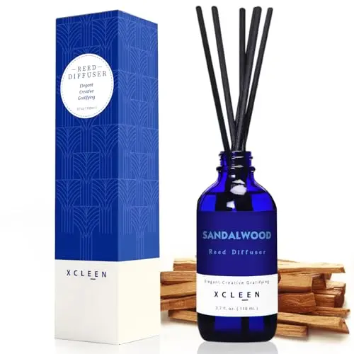 Xcleen dark blue glass reed diffuser with sandalwood fragrance oil