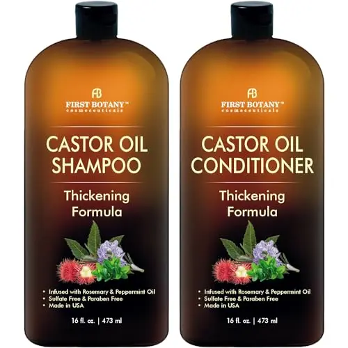 First Botany Castor Oil Shampoo and Conditioner Set for Hair Regrowth