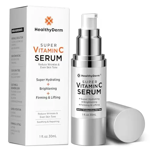 HealthyDerm Super Vitamin C Serum bottle with pump