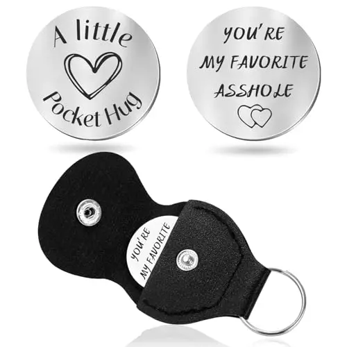Teniinet leather keychain with small stainless steel 'You're My Favorite Asshole' token