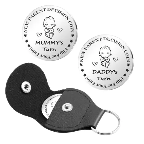 Stainless steel funny decision coin for new parents with double-sided engraving