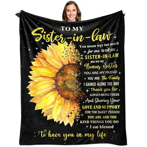 puekrtoa polyester throw blanket with loving message for sister-in-law