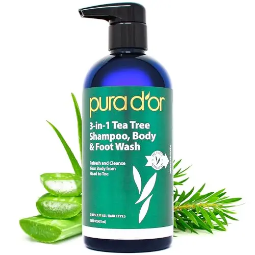 PURA D'OR 3-in-1 Tea Tree Shampoo, Body and Foot Wash bottle