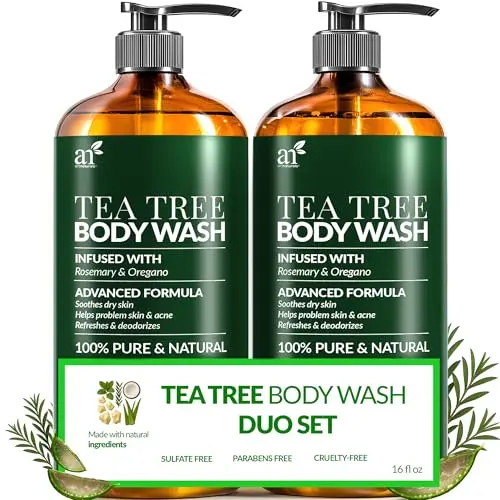 Artnaturals Antibacterial Tea Tree Oil Body Wash twin pack bottles