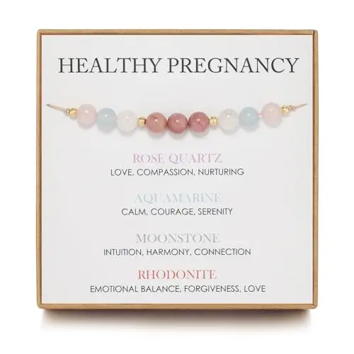 NOURISHLOV moonstone and rose quartz adjustable bracelet for pregnancy in gift box