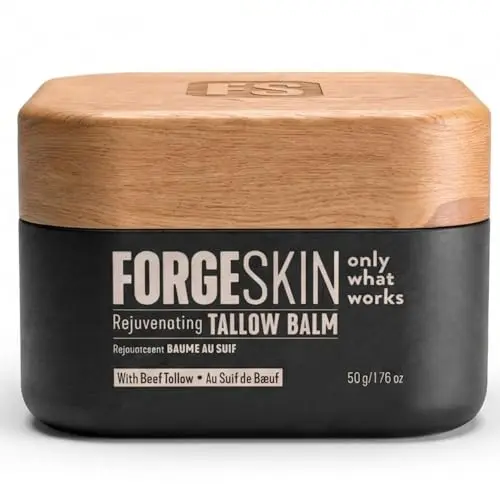 Forge Skin Wrinkle Defense Beef Tallow Balm in a small black jar