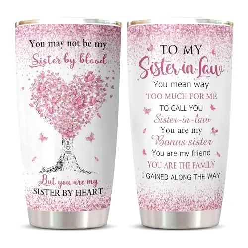 ZANIION insulated stainless steel tumbler for sister-in-law with engraved sentimental text