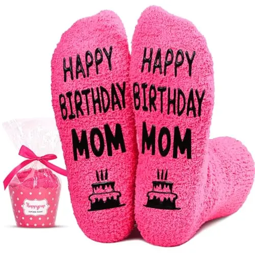 HAPPYPOP pink birthday socks for mom presented in a DIY cupcake-shaped gift box