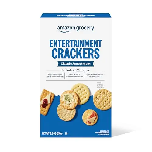 Amazon Grocery Classic Assortment Entertainment Crackers in a variety of shapes.