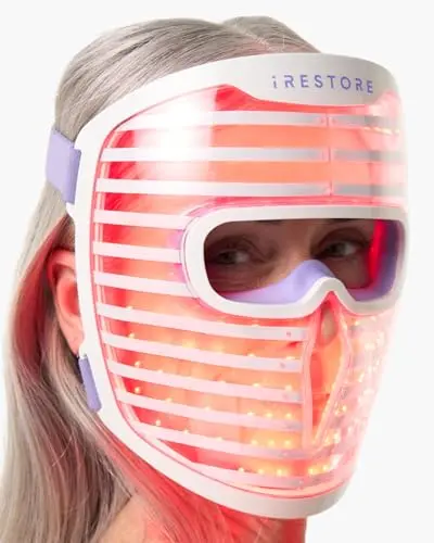 iRestore LED Light Therapy Mask for face with red, blue, and infrared lights