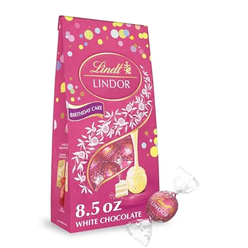 Lindt LINDOR birthday cake white chocolate truffles with smooth melting center