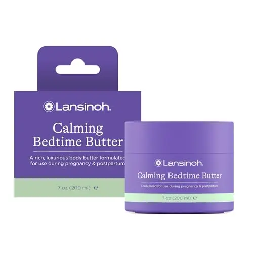 Lansinoh Magnesium Bedtime Butter Body Lotion jar for pregnancy relaxation