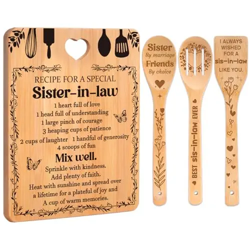 Apjielop bamboo cutting board set with engraved messages for sister-in-law