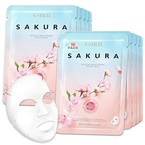 VSHELL 10-piece brightening face sheet mask with sakura extract