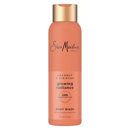 SheaMoisture Coconut Hibiscus Body Wash bottle with floral design