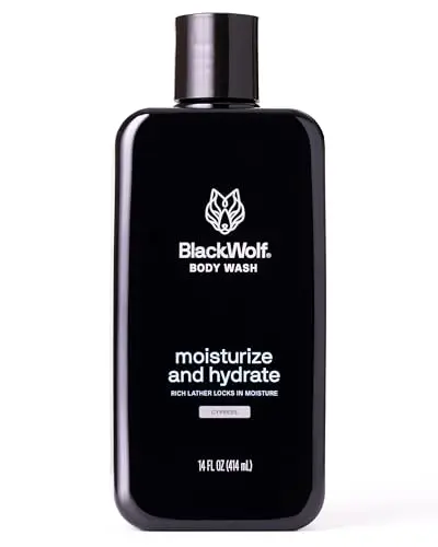 Black Wolf Moisturizing Body Wash with hyaluronic acid and sandalwood scent