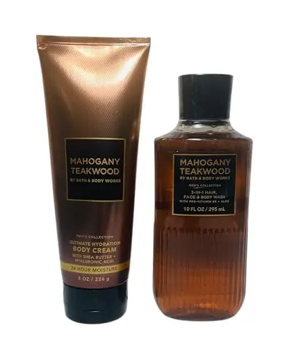 Bath & Body Works Mahogany Teakwood 2-piece set with 3-in-1 wash and body cream