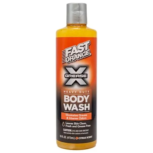 Fast Orange Grease X Body Wash bottle with citrus scent