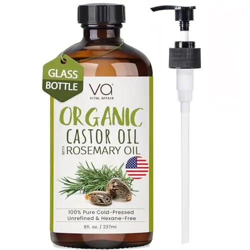 VITAL AFFAIR Organic Castor Oil with Rosemary in glass bottle with pump