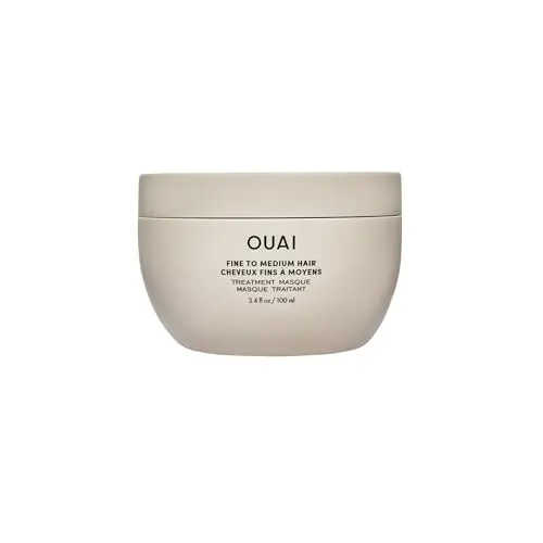 OUAI Fine to Medium Hair Treatment Masque in a white jar