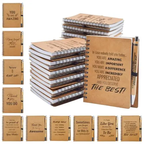 Tarevaniwa 20 piece set of inspirational spiral notebooks and bamboo pens